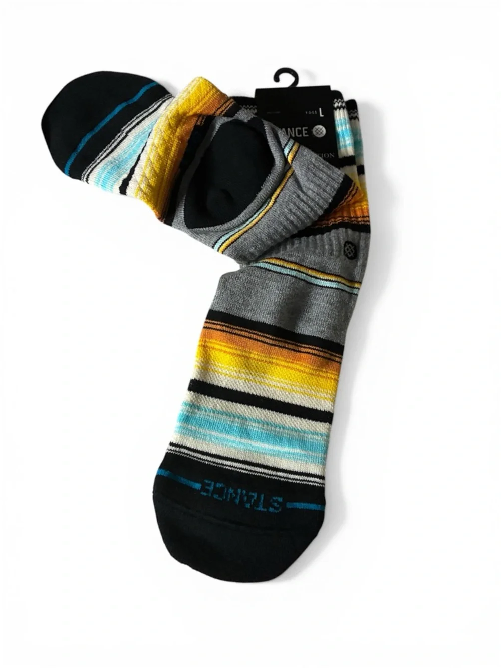 Stance wade collection kids Striped Crew Socks in Yellow, Gray & Blue kids Large